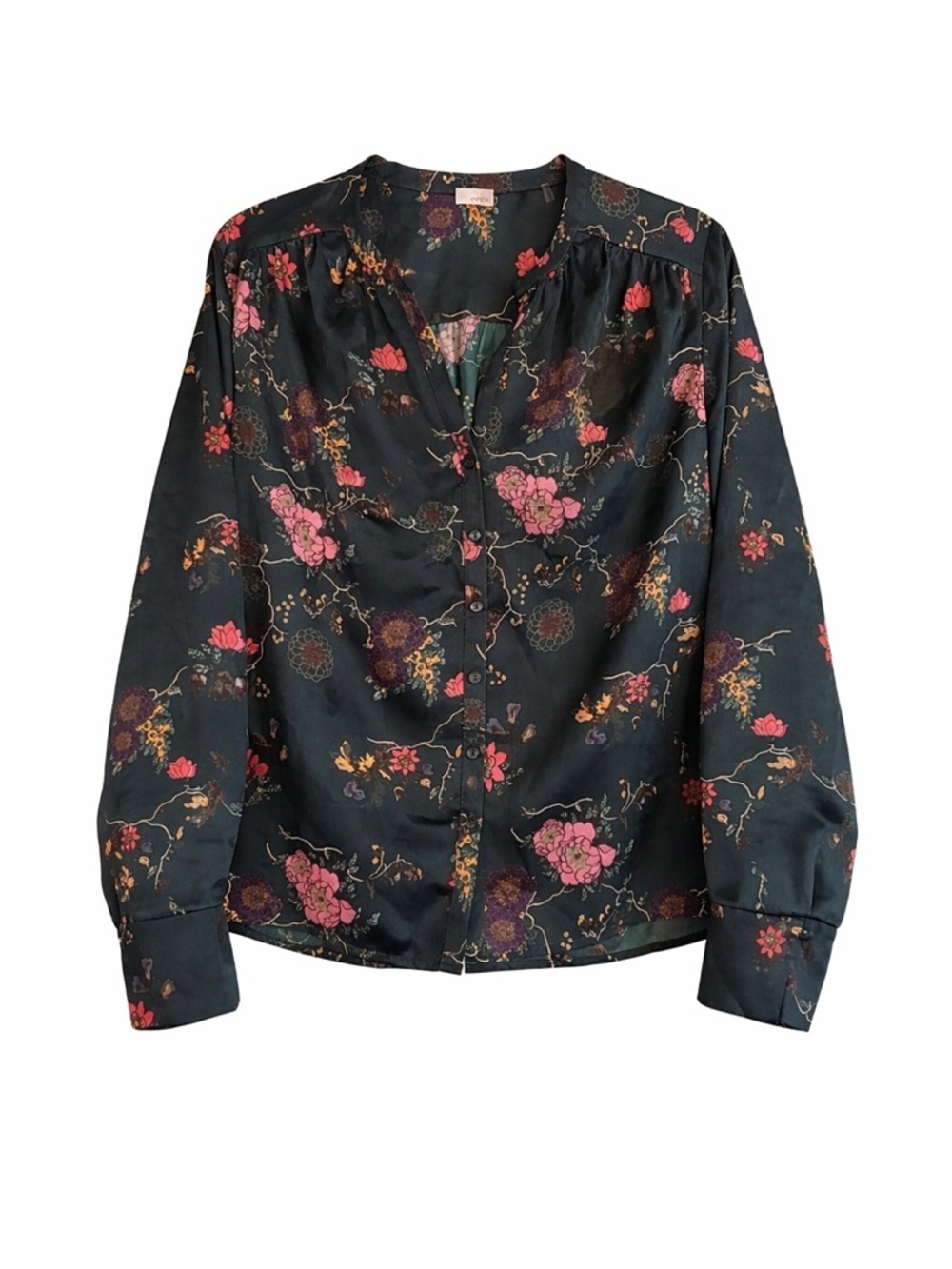 Ecru Floral Button Front Blouse